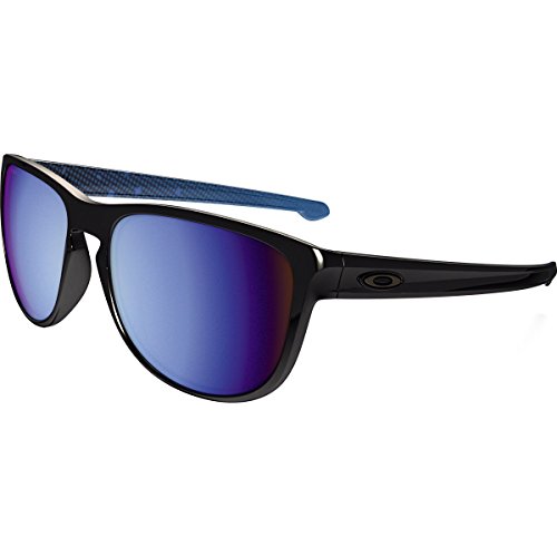 Oakley Men's Sliver Iridium Rectangular Sunglasses Polished Black w/Prizm Deep Water Polarized 57 mm