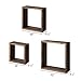 Mkono Wall Mounted Cube Display Shelf Square Floating Shelves Rustic Shadow Wall Boxes Decorative Storage Organizer for Home Office Coffee Shop, Set of 3, Brown