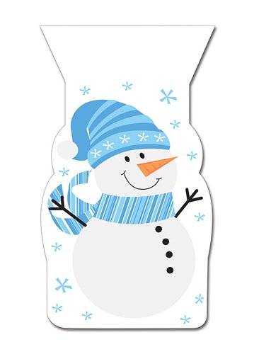 Snowman Shaped Cello Bag with Zipper Closure - 12 Pack