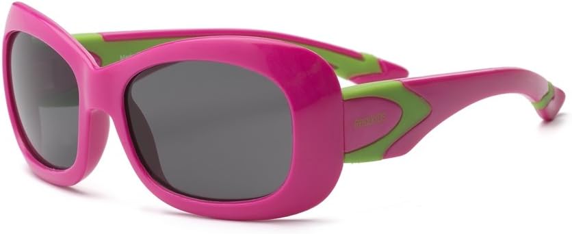 Real Kids Shades Breeze Flex Fit with Polycarbonate Sunglasses (Lens 7 Plus, Cherry Pink/Lime Green)