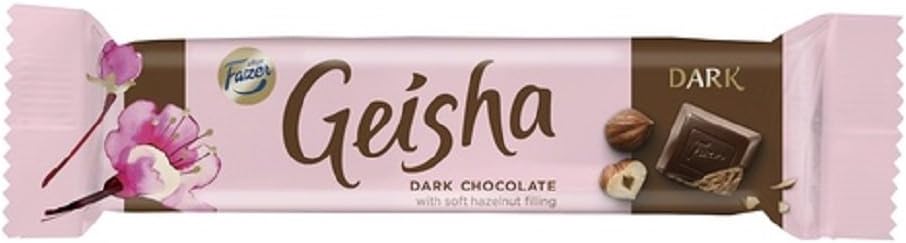 5 Bars x 37g of Fazer Geisha Dark - Original - Finnish - Dark Chocolate with Soft Hazelnut Filling