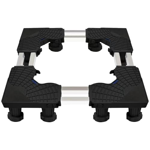 Support de machine à laver avec 12 pieds robustes, s'adapte parfaitement aux machines à laver, réfrigérateurs et sèche-linge, réglable, avec haute résistance antidérapante et absorption des chocs