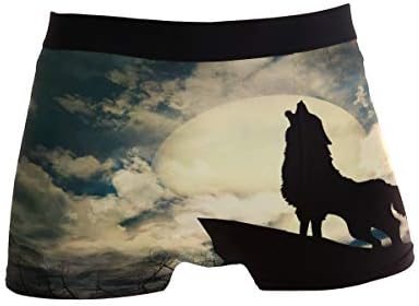 Use4 Moon Night Wolf Men's Underwear Regular Leg Boxer Brief