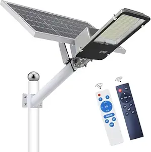 Aluminium 400W Solar Street Flood Lights Outdoor Lamp 6500K With Remote Control Dusk To Dawn Security Lighting For Yard Garden Gutter Basketball Court Arena Lawn (20000Lm)