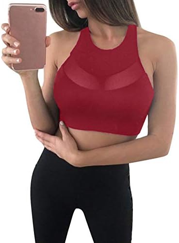 Leedford Blouse, Women Running Sports Bra Yoga Gym Workout Vest Crop Tops Shapewear Padded Bra Pink