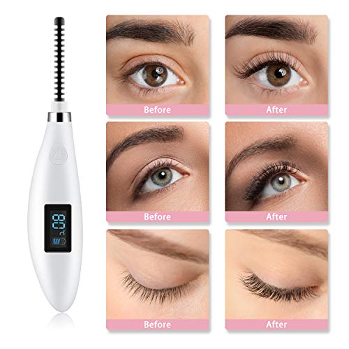 Easkep Heated Eyelash Curler, Electric USB Rechargeable Eye Lashes Curling Comb Quick Heating Long Lasting Natural Eyelash Curler