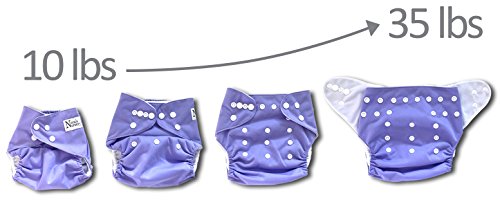 Baby Cloth Pocket Diapers 7 Pack, 7 Bamboo Inserts, 1 Wet Bag by Nora's Nursery