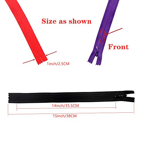 YAKA 60 Pack of 14 inch Mix Nylon Coil Zippers Bulk - Supplies Zippers for Tailor Sewing Crafts (20 Color) (14 inch-Pack of 60pcs)