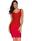 Meilun Women's Strap v neck Backless Bandage Cocktail Dress Bodycon(Small, Red)
