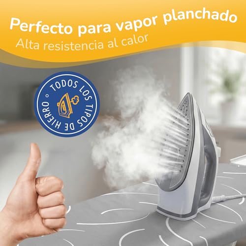 Yellocean Turbo Ironing Board Cover Suitable for 120 x 40 cm, 120 x 45 cm and up to 125 x 45 cm – Heat Reflective – Easy Assembly with Elastic – Double Padded – Size M