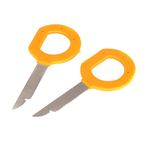 SODIAL(R) 2 pcs Premium Auto Car Stereo Radio Panel Removal Tools for VW Audi Mercedes Benz yellow
