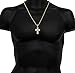 Mens Gold Tone Stardust Two Cross Thick Pendant Hip-hop 4mm 24