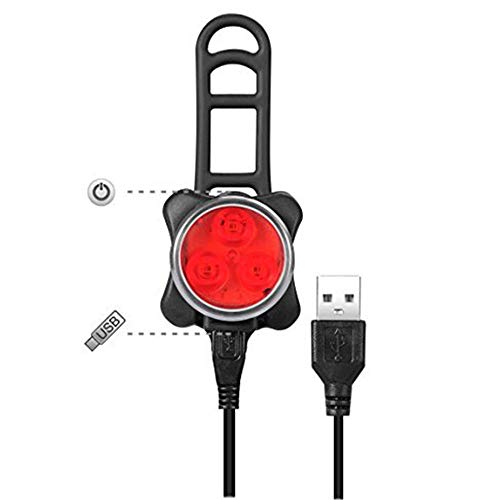 Fokine Bicycle Light Built-in Battery Rechargeable USB LED Bike Light Flashlight with Mount Bicycle Accessories (red&White)
