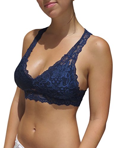 Blue 55 women s sexy racerback padded lace bralette  na…