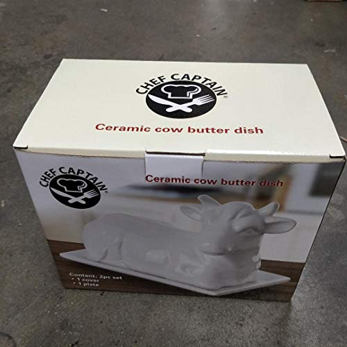 Butter Dish Cow Shaped White Ceramic / Porcelain by Chefcaptain