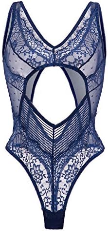 Women Hollow Lace Teddy Lingerie Snap Crotch Babydoll Nightie One Piece Halter Bodysuit V-Neck Dancing Costumes
