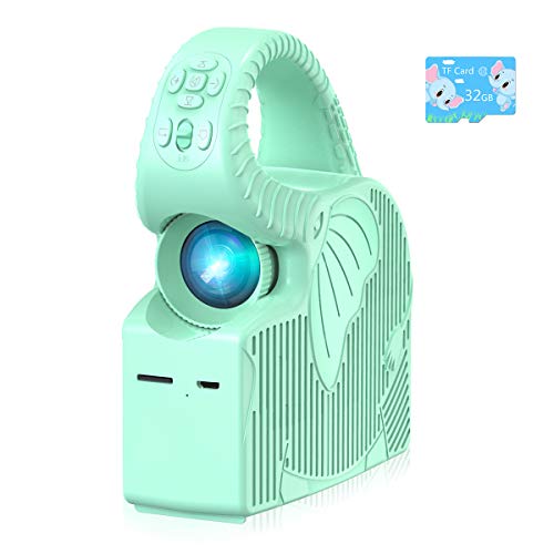 Kids Mini Projector, ROTEK Kids Stories Zoomable Video Projector, Songs and Animations Player with 32GB TF Card, Home & Outdoor Projector Gifts for Kids (Blue).