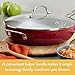 Ayesha Curry Home Collection Porcelain Enamel Nonstick Covered Deep Skillet With Helper Handle, 12 Inch Frying Pan with Glass Lid, Sienna Red