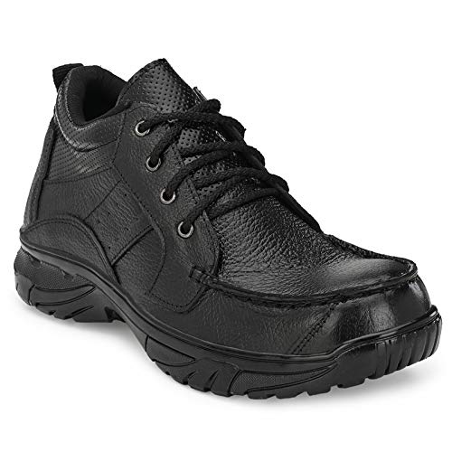 Ozarro Leather Steel Toe Safety Shoes for Mens Black Amazon.in