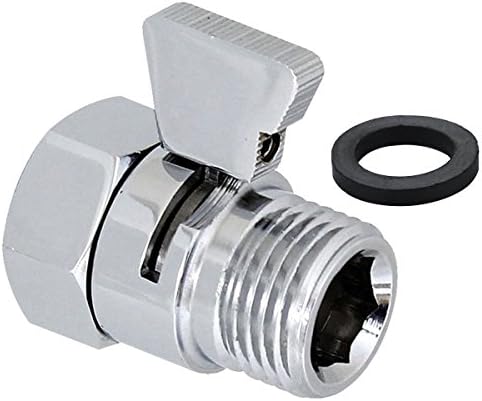 RUNYUU Brass Shower Head Flow Control and Shut OFF Valve Water Pressure Reducing Controller for Shower Head, Hand Shower or Bidet Sprayer Chrome Finish