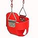 FUNMILY Toddler Swing Seat, High Back Full Bucket Swing with 60 inch Plastic Coated Swing Chains & 2 Snap Hooks Fully Assembled Swing Set (Red)