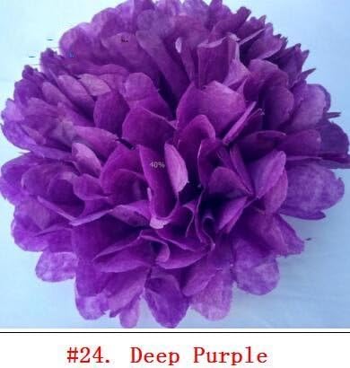 Zhuangshihua 30Pcs 4" 6" 8" Decorative Pom Tissue Paper Pompom Flower Birthday Party Decorations For Home New Year Gift 24 deep purple