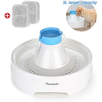 OWNPETS Pet Drinking Fountain,3L or 0.8 Gallon Quiet Automatic Eletrinic Water Fountain for Dog (3L/0.8 Fountain)