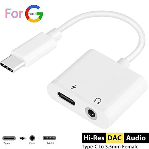 Type-C/USB-C Headphone Adapter Type c/USB c to 3.5mm Headphone Aux Audio and Charger Support Call Volume Control C-Type Charger USB-C to 3.5mm Adapter for Google Pixel 3 XL/3/2/ 2 XL,Samsung S10/9+/8