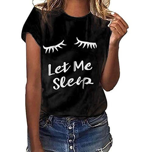 YEZIJIN Women Girls Plus Size Eyelash Print Short Sleeve T-Shirt Blouse Tops Sexy T-Shirt Blouse Tee 2019 New Black - Thumbnail 7