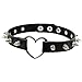 Haluoo_Jewelry Leather Heart Choker Necklace,Haluoo Women Men Gothic Punk Adjustable Leather Spiked Necklace Love Heart Collar Choker O-Ring Bib Necklace,Rivets Spiked Accent Leather Choker (Black)thumb 1