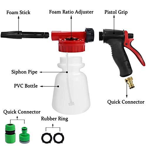 SUNYPLAY Car Wash Foam Gun,Adjustable Hose Wash Sprayer & Soap Ratio Dial, Foam Cannon for Car