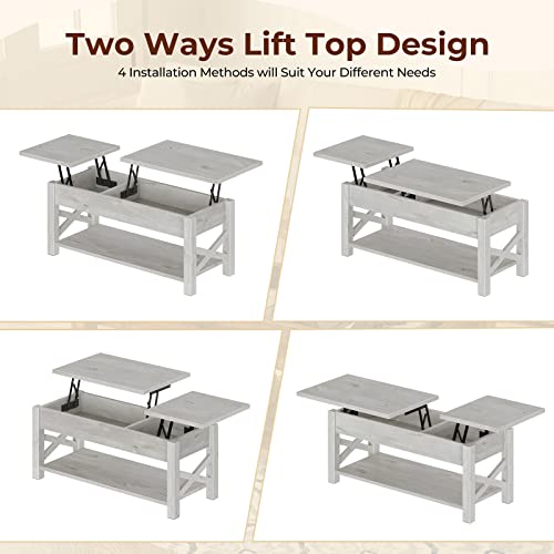 Rolanstar Coffee Table 47.2", 2 Way Lift Top Coffee Table with Hidden