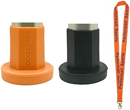 Rocket Mesh Lacrosse TapeSaver Butt End (2-Pack) Mens Lacrosse Shaft End Cap Orange and Black bundled with 1 Performall Lanyard