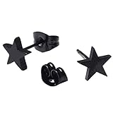 JOVIVI® 2PCS 8mm Stainless Steel Star Stud Earring - Black