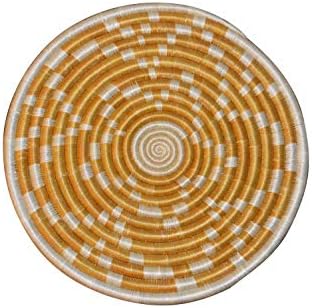 Table Mat| Trivet| Heat Resistant| Plate mat| African Table mats/African Woven Trivet/Rwanda Basket/Woven Table mats Hand Woven Coaster/Colorful hotpot Bohemian (Gold White)