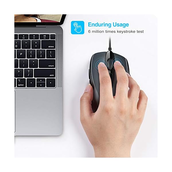 TECKNET-Pro-S2-High-Performance-Wired-USB-Mouse-6-Buttons-upto-2000dpi TECKNET USB Wired Mouse, 6-Button Corded Mouse with 2 Adjustable DPI, Optical Computer Mouse with Ergonomic Design for…