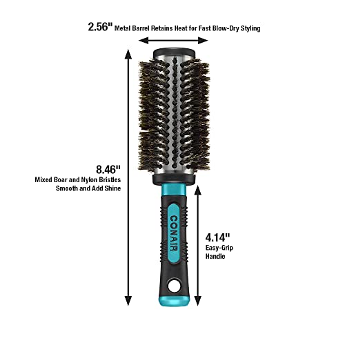 Conair Salon Results Round Brush for BlowDrying, Mixed Boar Bristles