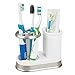 mDesign Decorative Bathroom Dental Storage Organizer Holder Stand for Electric Spin Toothbrush/Toothpaste - Compact Design for Countertop and Vanity, Holds 4 Standard Brushes - White/Matte Satin