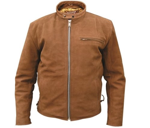 Mens Brown Premium Buffalo Scooter Jacket with Zipout Liner & Side Laces - 56 - AL2016