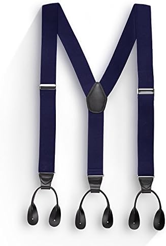Suspenders for Men, Y-Back 1.5" Wide Adjustable Solid Straight Back Button Suspenders for Wedding, Business