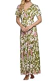 ACEVOG Womens Sexy Ladies Bohemian Floral Deep V Neck Party Dress Maxi Long Evening Dress