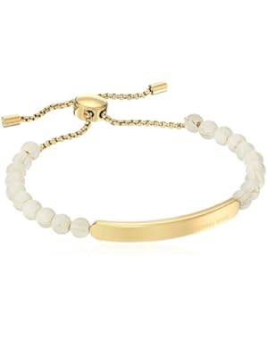 Plaque Adjustable Beaded Bangle Bracelet