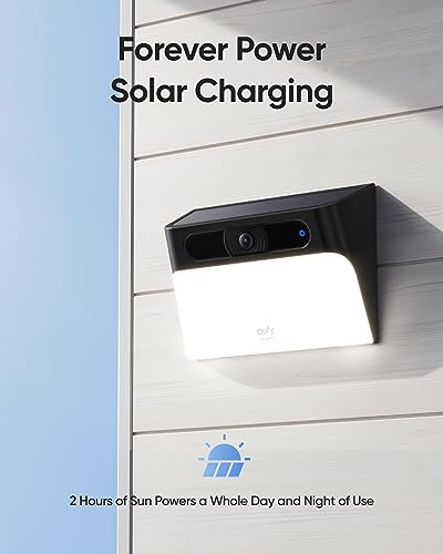eufy Security Solar Wall Light Cam S120, Solar Security Cameras Wireless Outdoor, Camera, Forever Power, Motion Activated Light, AI Detection, IP65 Waterproof, Spotlight, No Monthly Fee