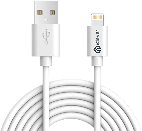 iClever BoostLink 10ft Lightning to USB Cable | Sync Cable with Apple MFI Certified Cord Connector for iPhone X/ 8/ 8 Plus/ 7/ 6s/ 6s Plus/ 6/ 5s, iPad Air / Mini / Pro, White