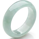 DNTENG Natural A Grade Jade Band Ring Burma Jade Rings for Women Men, Myanmar Type A Jadeite Jewelry Gift Engagement Ring(Ring Size:4-12)