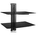 WALI Floating Shelf with Strengthened Tempered Glass for DVD Players/Cable Boxes/Games Consoles/TV Accessories, 2 Shelf, Black