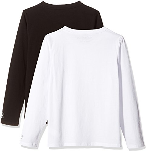 KID NATION KIDS UNISEX 2 PACKS 100% COTTON TAGLESS LONG SLEEVE CREWNECK T SHIRT TOP S BLACK + WHITE