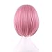 Short Pink Bob Wigs Straight Wig for Women Girls with Bangs 11 Inch BU029PK