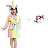 NOUSION Children’s Unisex Hooded Bathrobes, Nightgown Flannel Pajamas Robe Unicorn Boys Girls Sleepwear