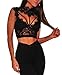 PJTOP Womens Lace Strappy Sheer Lace Bustier Corset Lingerie Vest Tops Black S